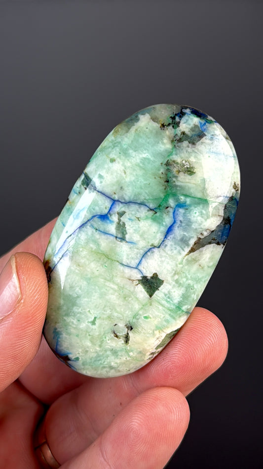 Chrysocolla, Malachite, Gem Silica, Azurite and Tenorite (black) Palm stone Lot