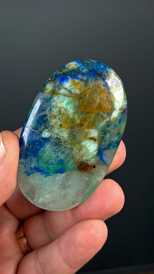 Chrysocolla, Malachite, Gem Silica, Azurite and Tenorite (black) Palm stone Lot