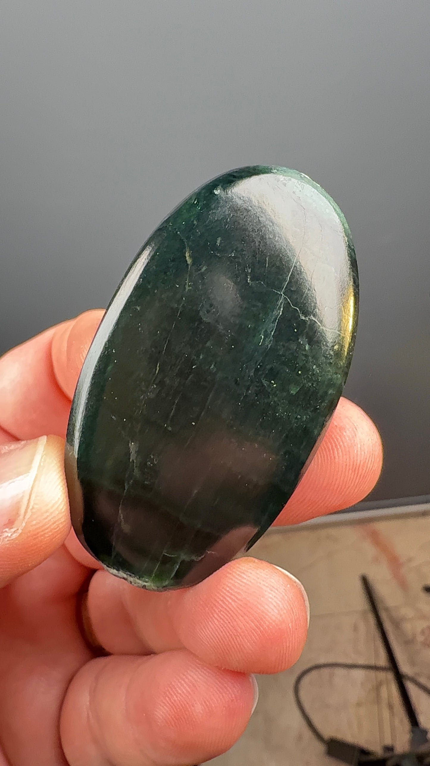 Green Kyanite Crystal Palm Stone