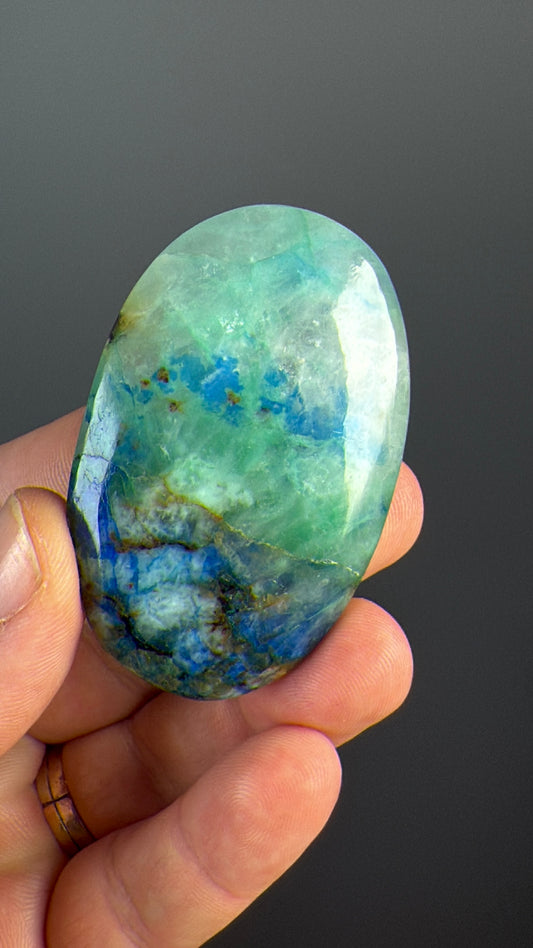 Chrysocolla, Malachite, Gem Silica, Azurite and Tenorite (black) Palm stone Lot