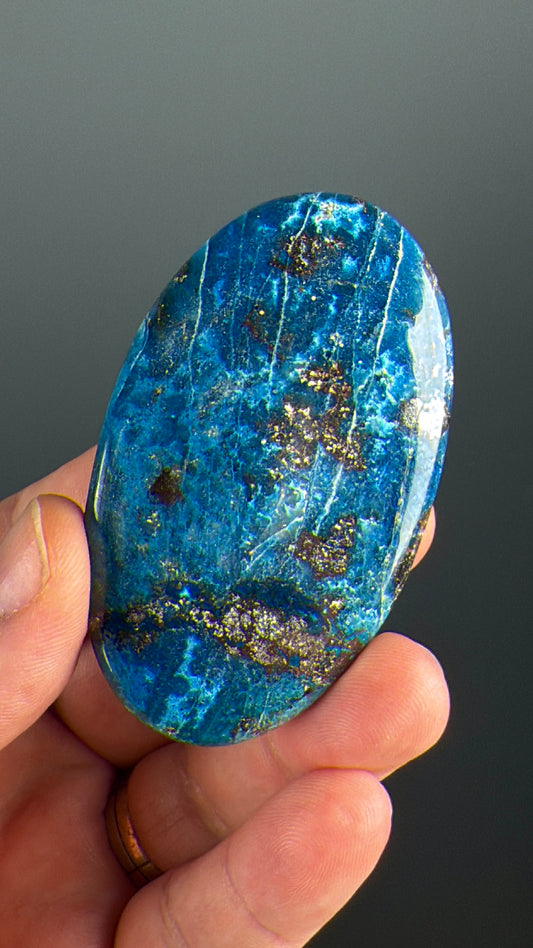 Blue Shattuckite with Cuprite Palm Stone Lot