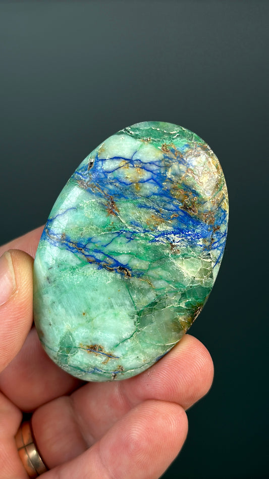 Chrysocolla, Malachite, Gem Silica, Azurite and Tenorite (black) Palm stone Lot