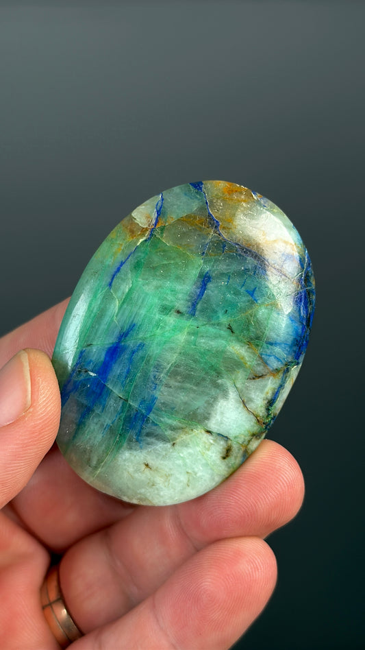 Chrysocolla, Malachite, Gem Silica, Azurite and Tenorite (black) Palm stone Lot