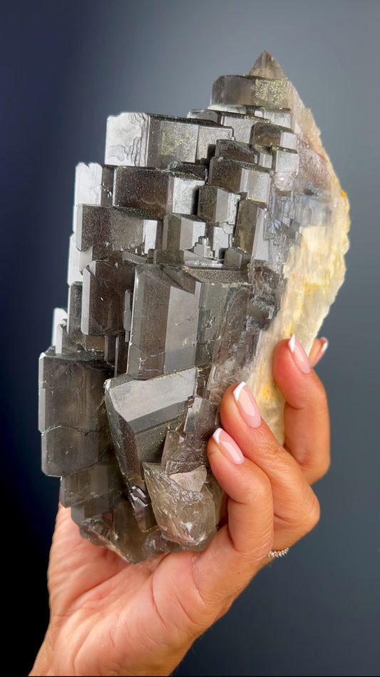 Tabular Black Barite with Marcasite Inclusions