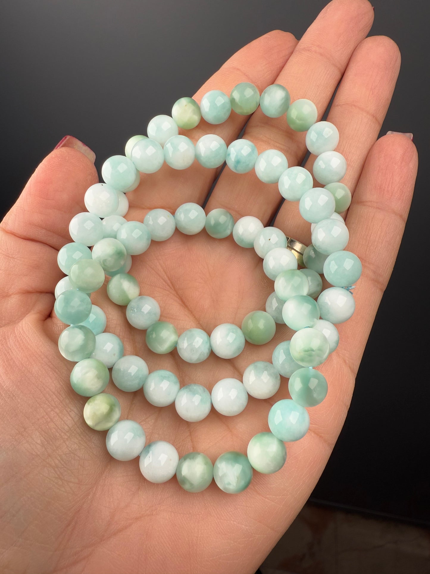 8 MM Larimar Bracelets (3 Pieces)
