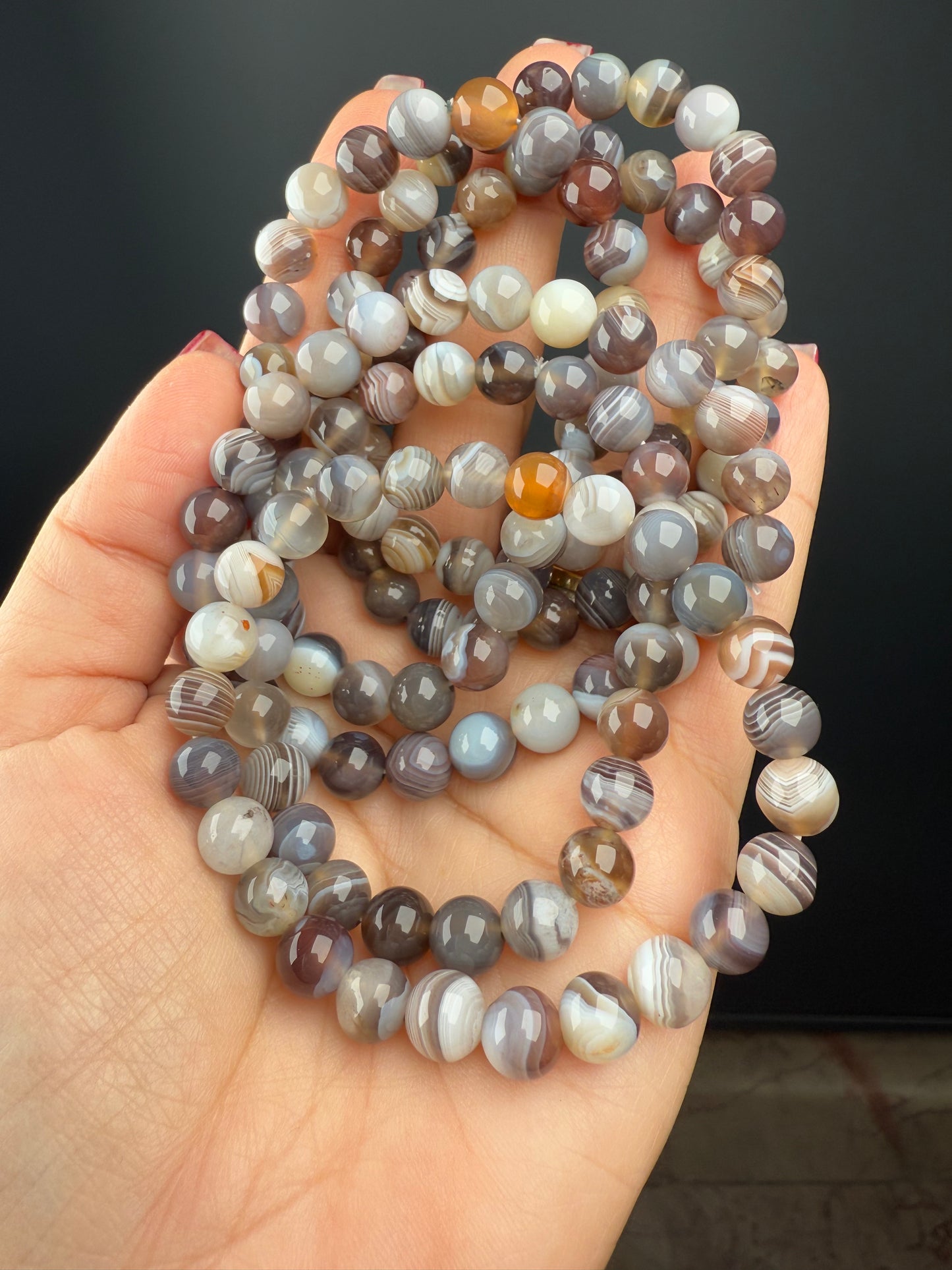 8 MM Botswana Agate Bracelets (6 Pieces)