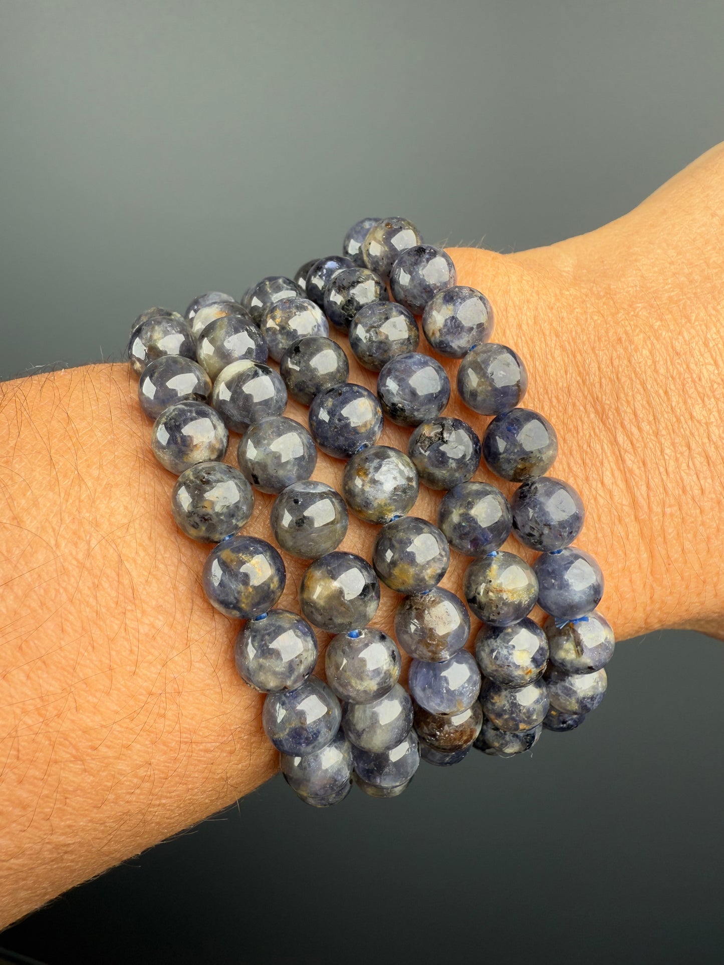 7 MM Iolite Bracelets (3 Pieces)