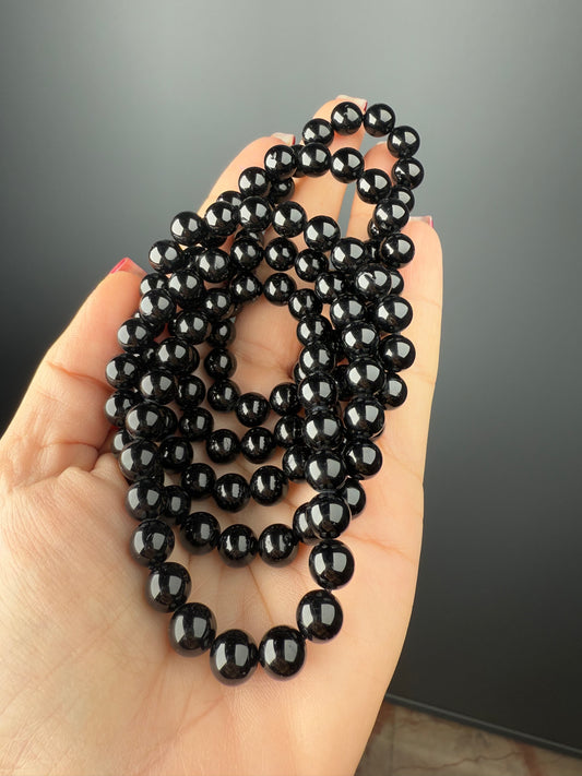8 MM Black Tourmaline Bracelets (5 Pieces)