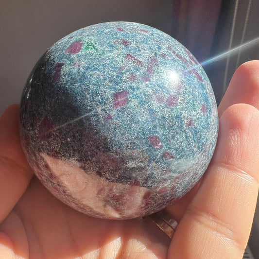 Amazing Colors!Ruby Kyanite Crystal Sphere-65 MM