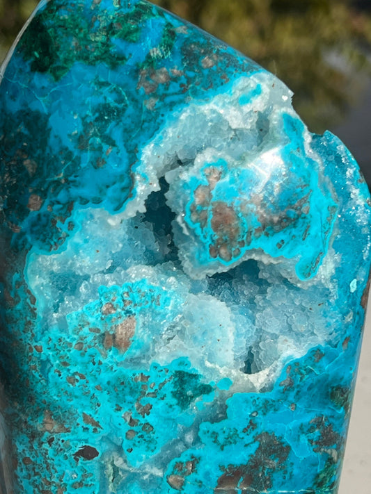 Self-Standing Piece! Blue and Green , Polished Malachite- Druzy Chrysocolla Crystal