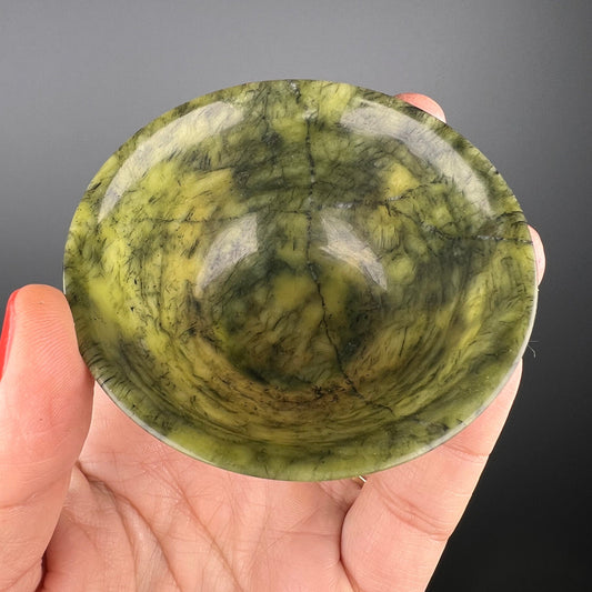 Pretty Piece!Amazing Hand Made Green Jade Bowl