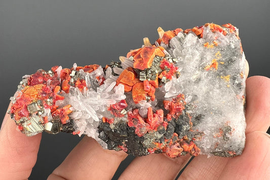 Amazing Piece! Red Crystals on Quartz with Galena Crystal