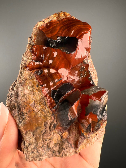 Self Standing Piece! Red Crater( Red Fox) Agate, UV Reactive Red Crater Agate