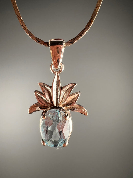 Calming Energy!Special Design,Blue Topaz (Faceted) Crystal Pendant, 925 Sterling Silver