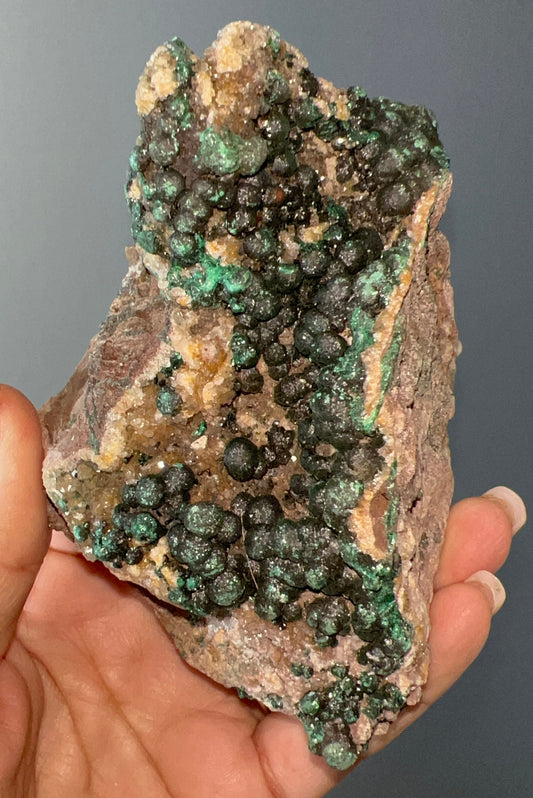 Amazing Piece!Druzy Green Malachite Stalactites on Quartz Mineral Specimen