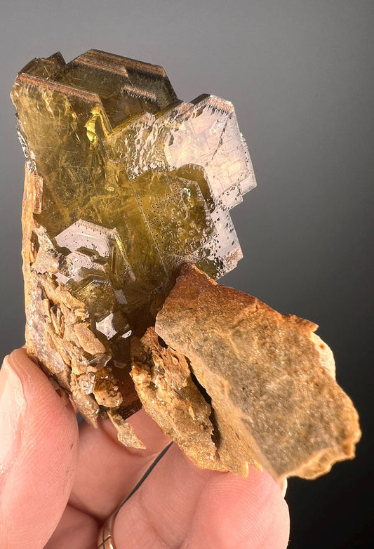 Gemmy Golden Yellow Barite Crystals from Peru, Golden Barite Crystal