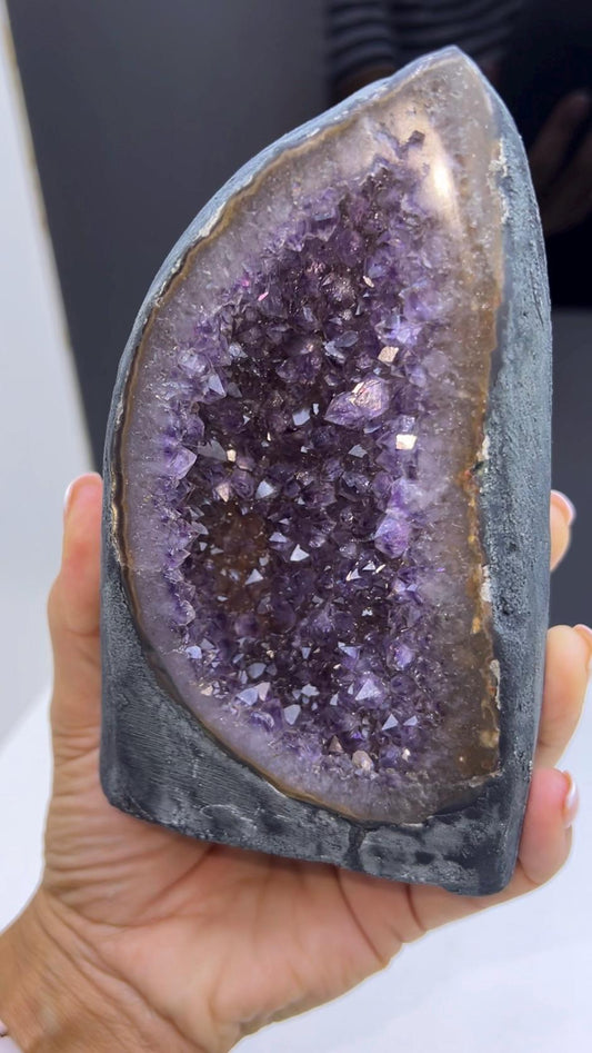 Purple Amethyst Geode Mineral Specimen, Self-Standing Amethyst Geode