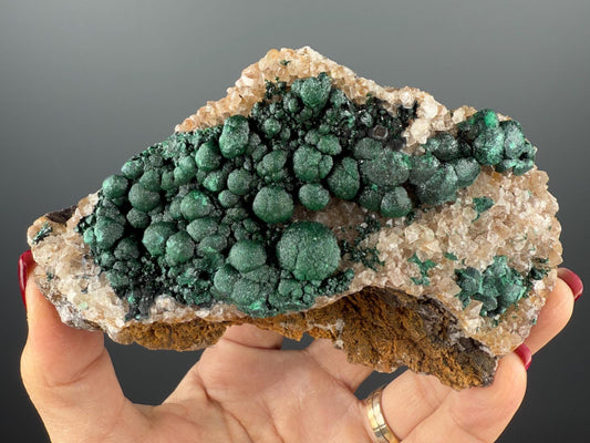 Amazing Piece ! Druzy Green Malachite Stalactites on Quartz Mineral Specimen