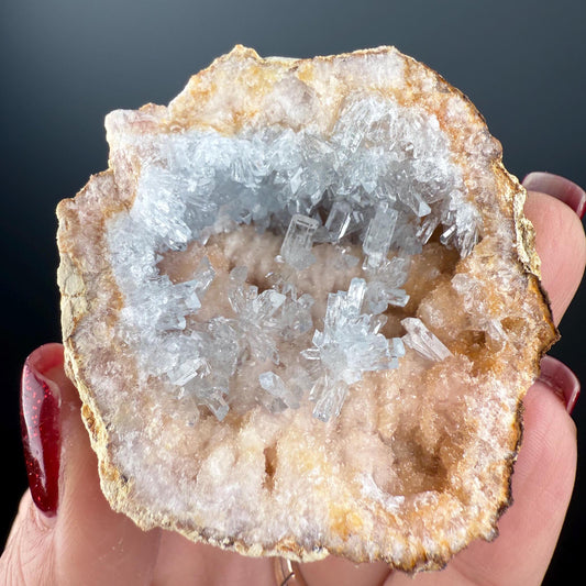 Excellent ! Sky Blue Celestite (Celestine) on Yellow Calcite Crystal
