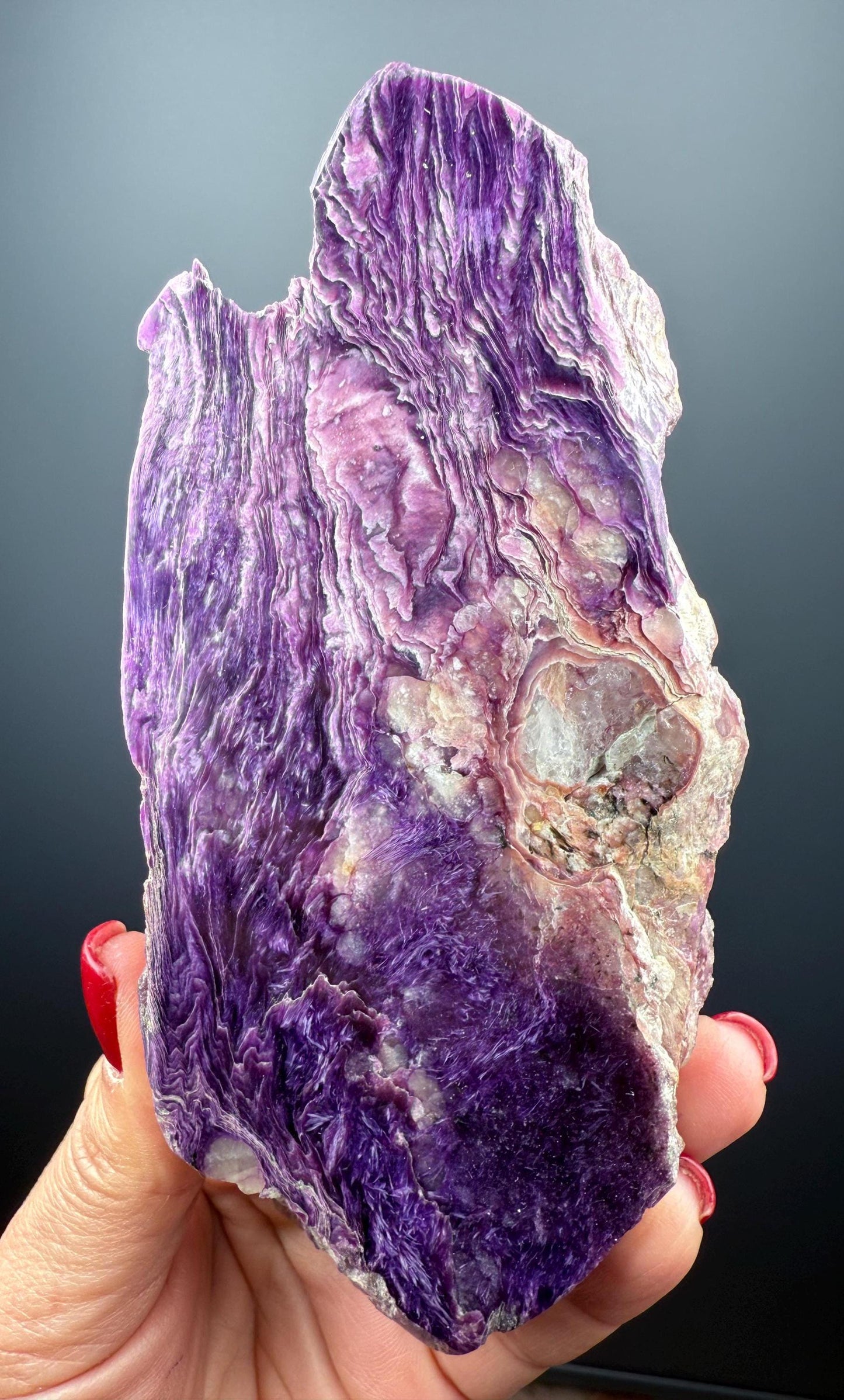 Purple Charoite Crystal Slab, Charoite