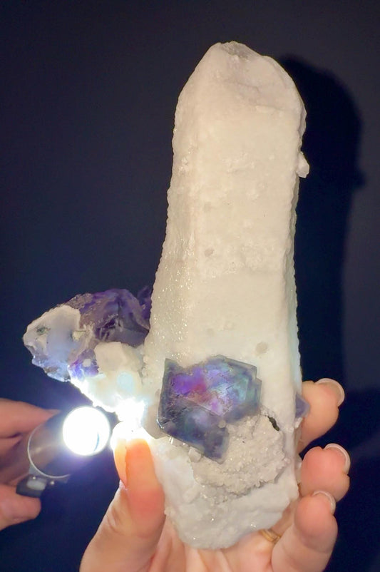 Dream! Milky Quartz Crystal Specimen with Fluorite