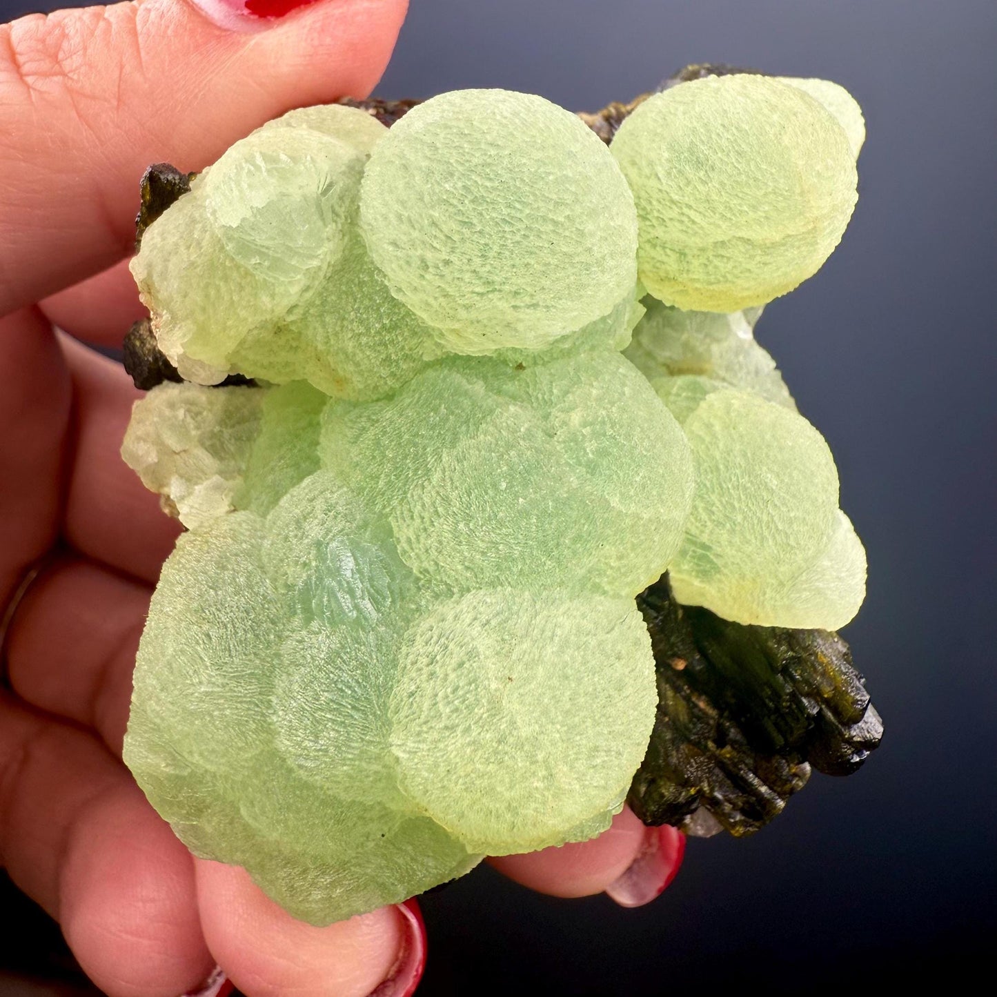 Grape Green Prehnite with Dark Green Epidote Specimen