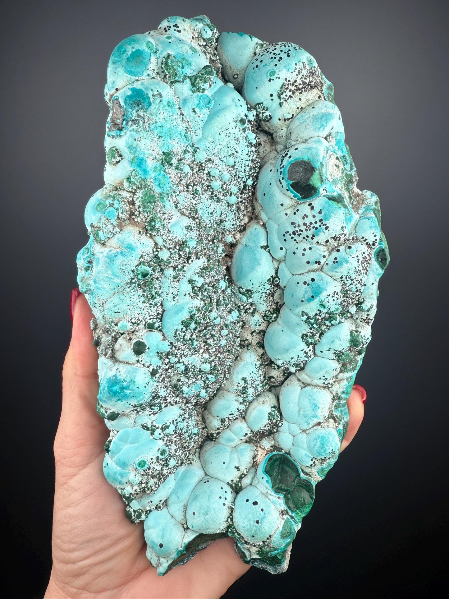 Big Size!Blue Chrysocolla Bubbles on Malachite Specimen