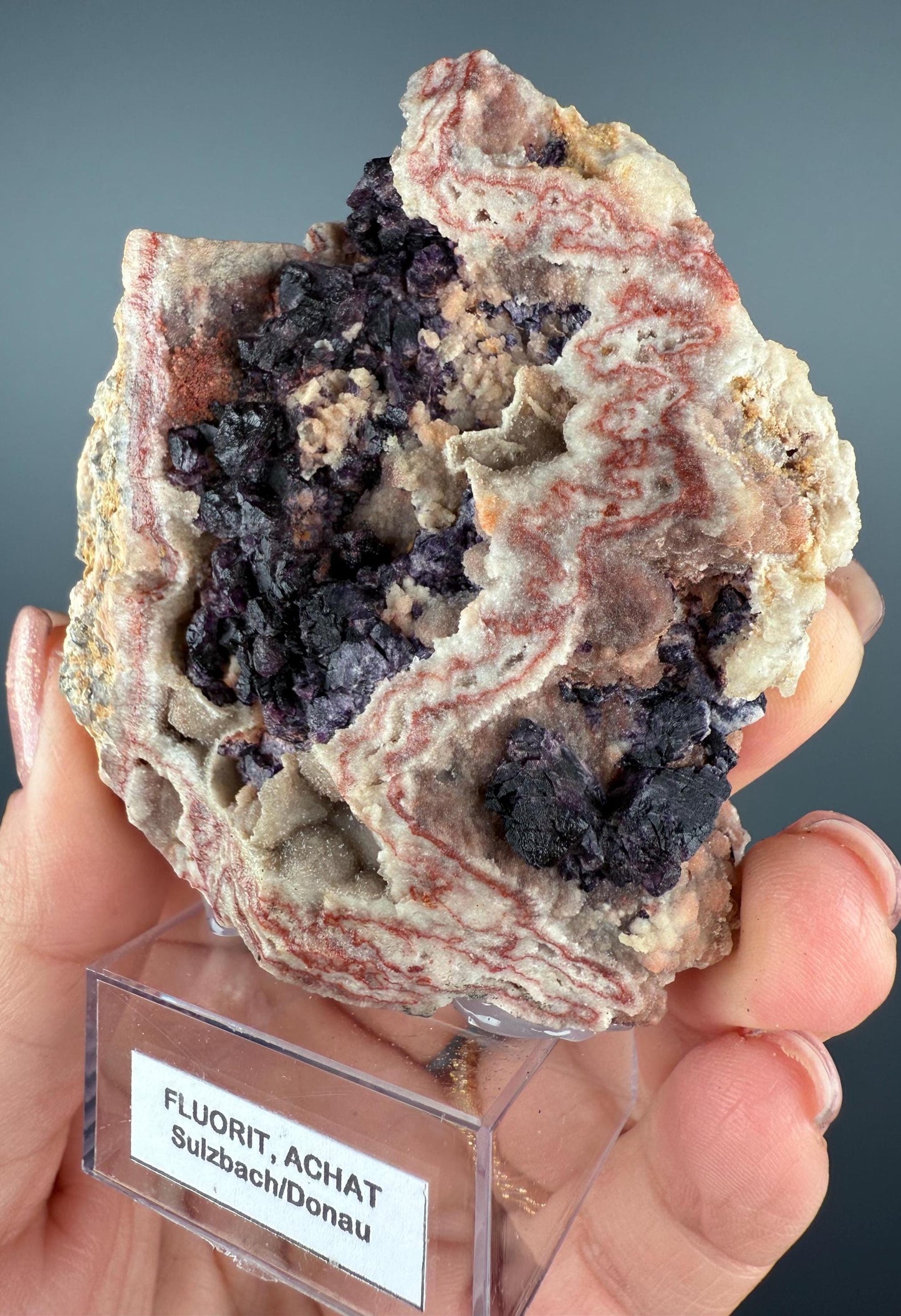 Fluorite with Druzy Chalcedony and Agate Specimen From Germany