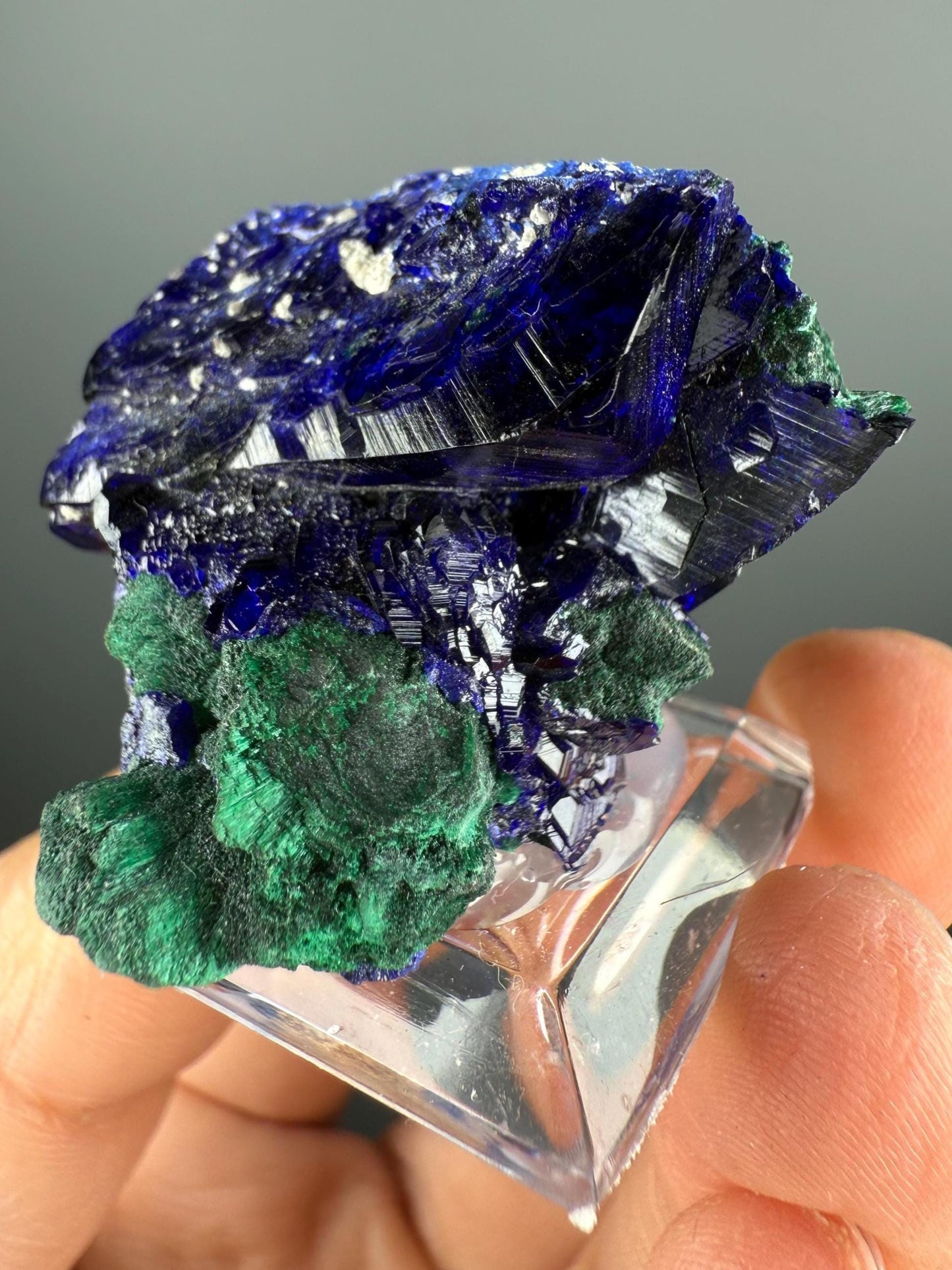 Stunning! Natural Azurite Crystal , Natural Blue Azurite Crystal with Green Malachite Crystal Specimen