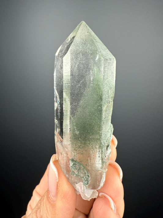 Amazing Clarity! Himalayan Clear Quartz with Green Chlorite from Indian Himalayas