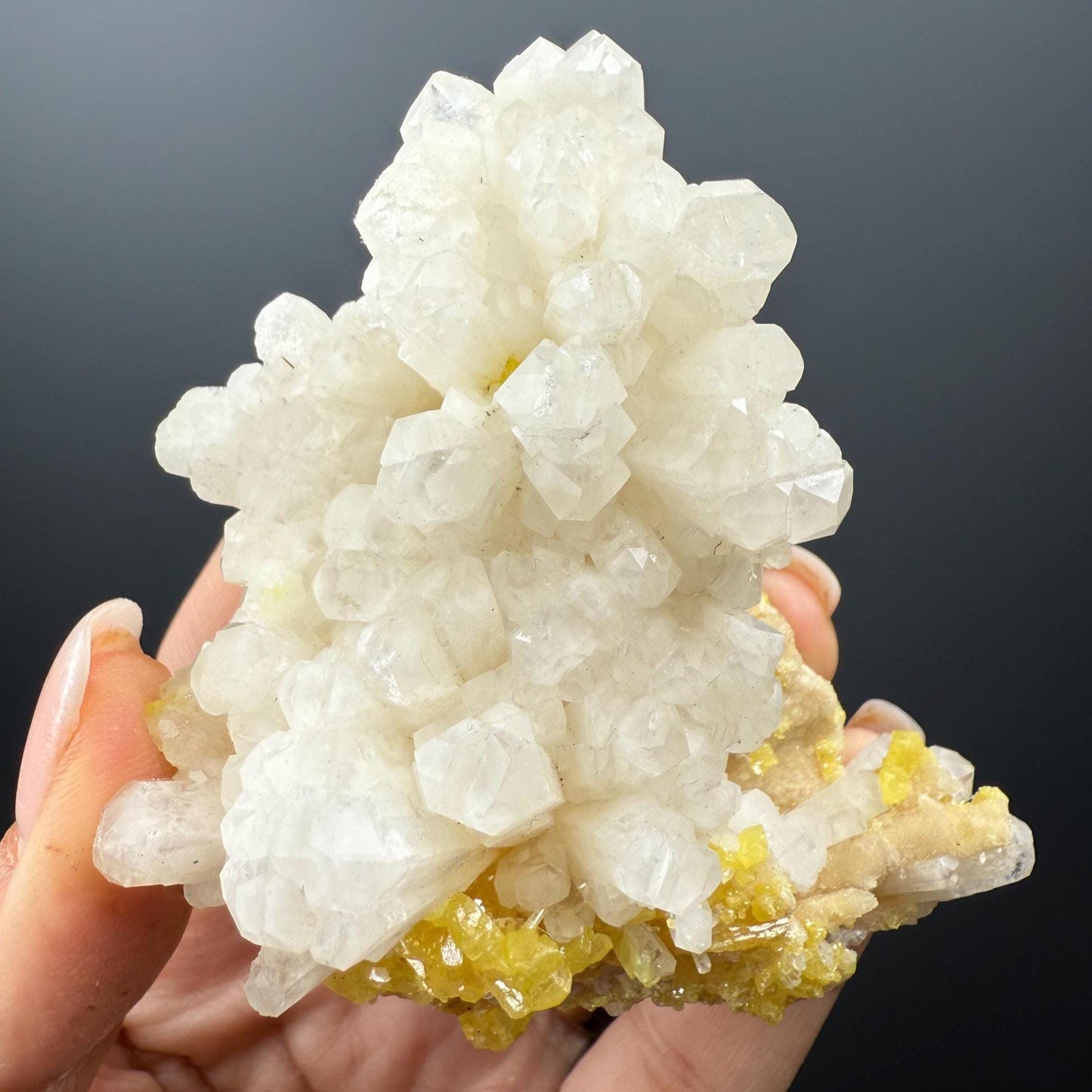 White Calcite with Sulphur Crystal Specimen