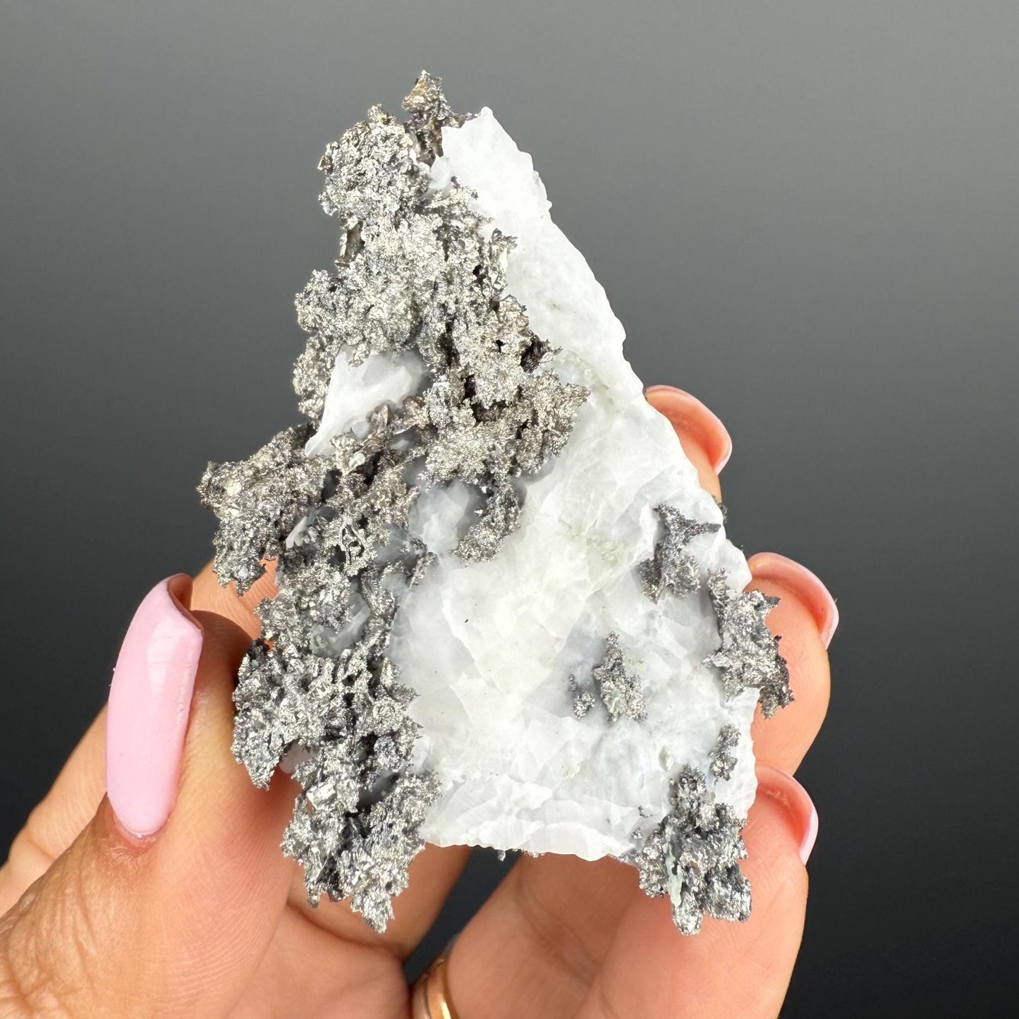 Arborescent Silver with White Calcite Specimen