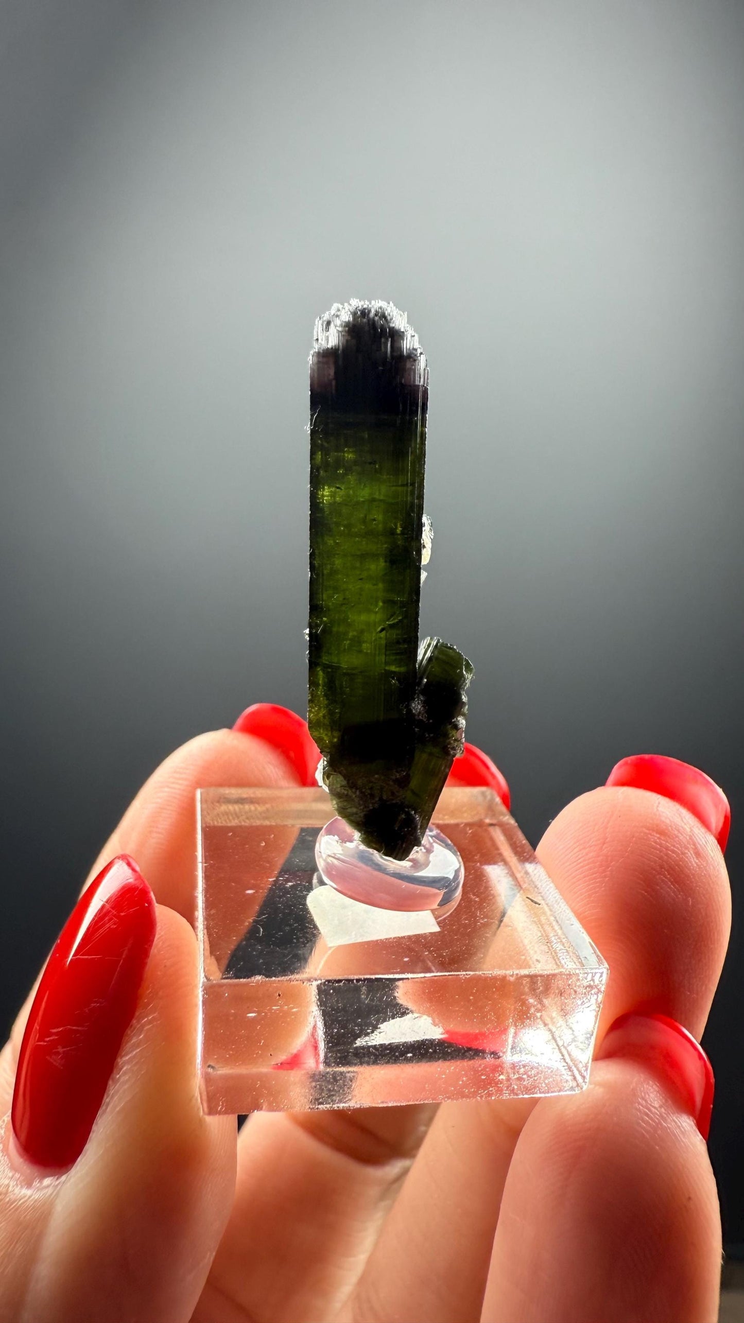 Green Tourmaline with Lepidolite Crystal from Minas Gerais, Brazil