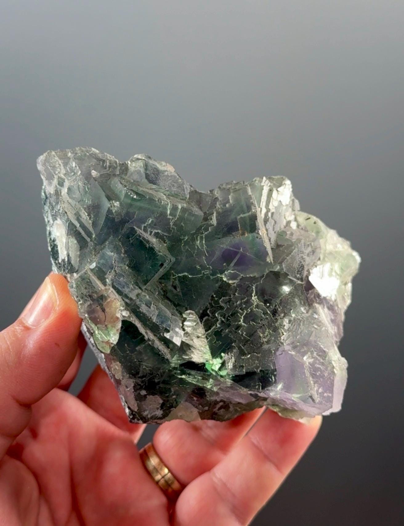 Gemmy Green & Purple Fluorite Crystal from Xiang Hua Ling, China