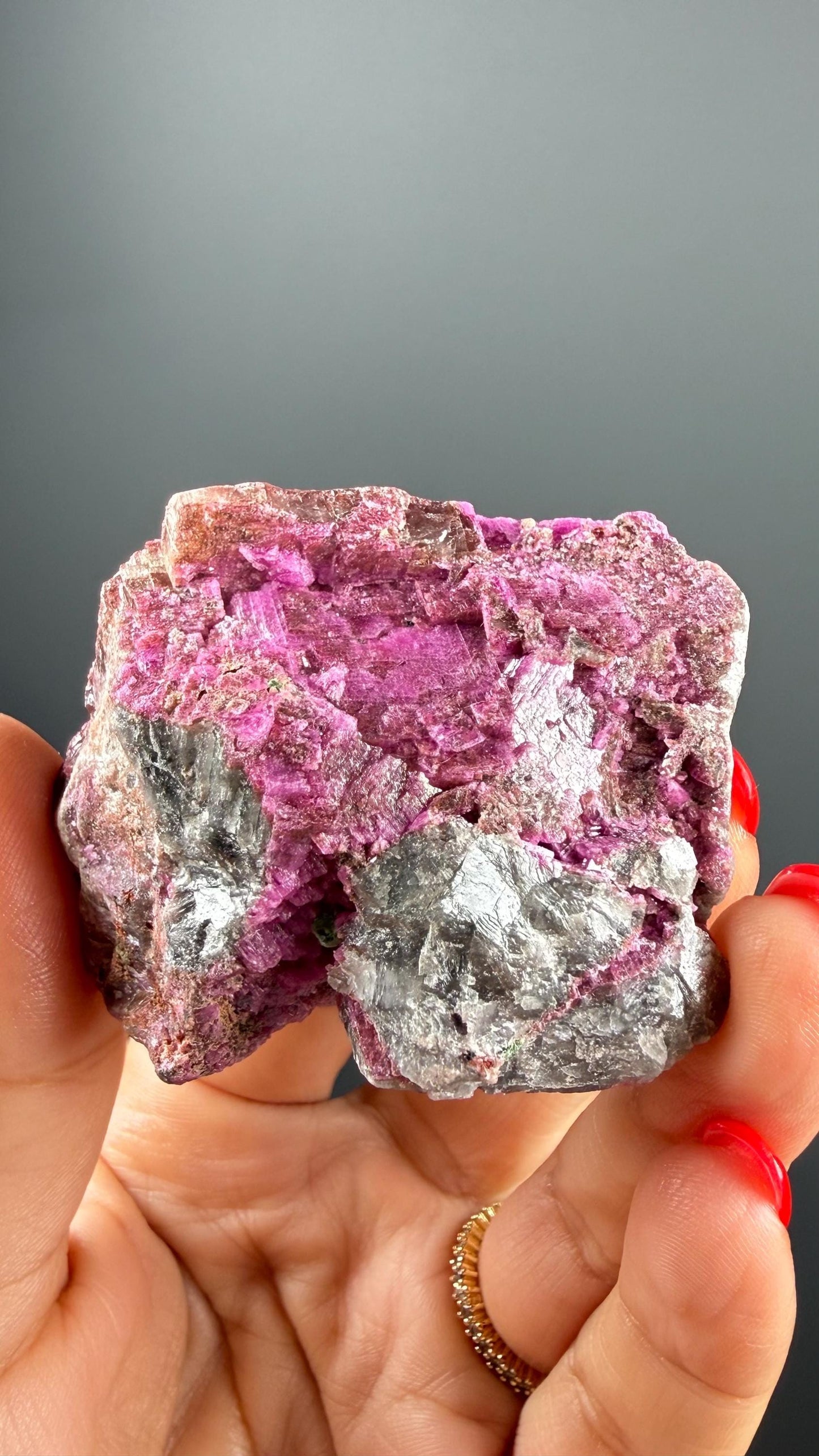 Pink Cobalto Calcite with Dolomite and Malachite Mineral Specimen