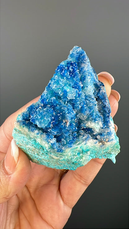 Druzy  Blue Shattuckite with Quartz Crystal Specimen