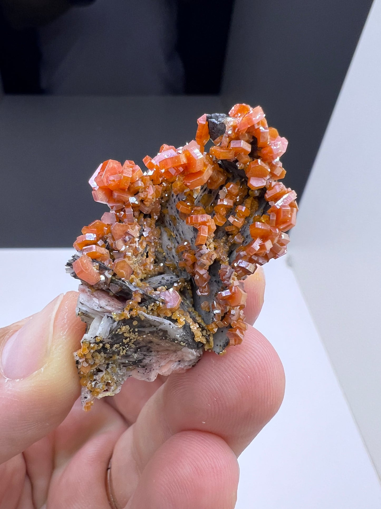 Black Barite With Red Vanadinite Crystal Lot