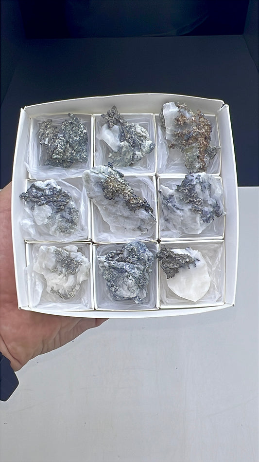 Arborescent Silver with White Calcite Specimen Lot