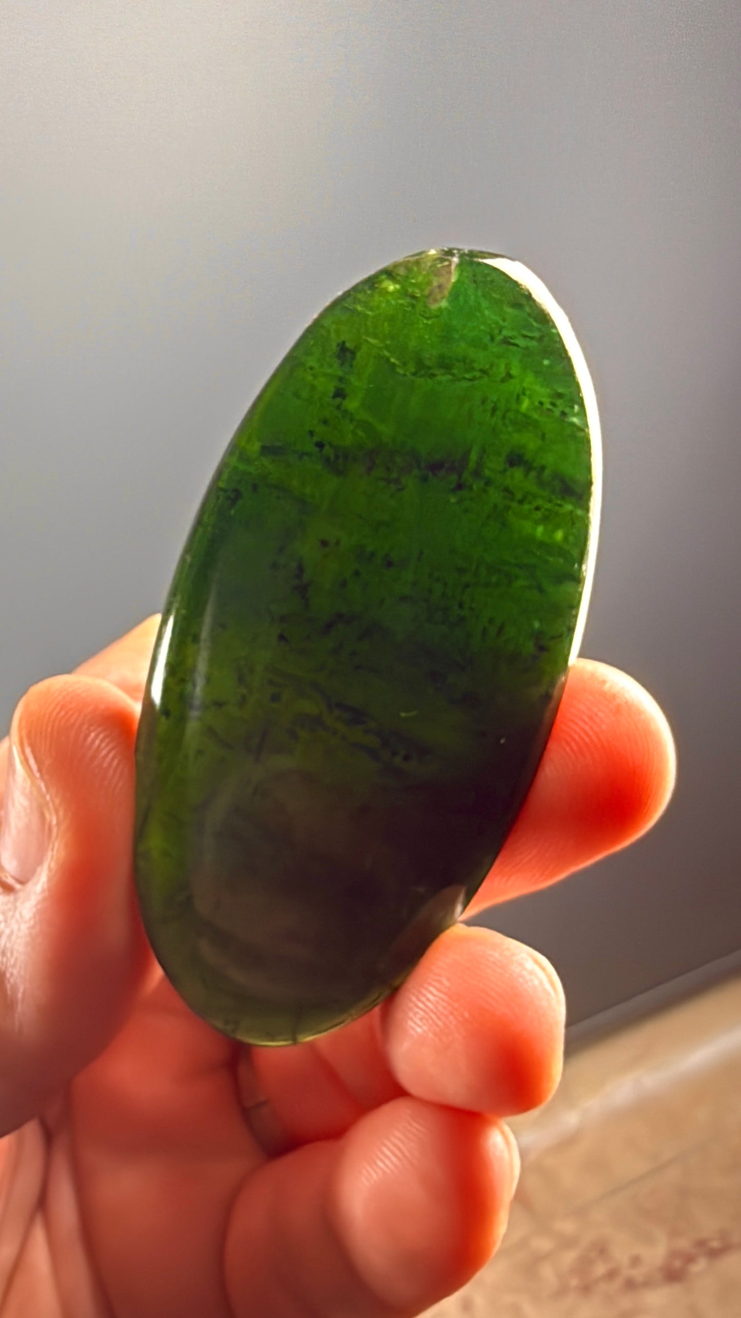 Green Kyanite Crystal Palm Stone