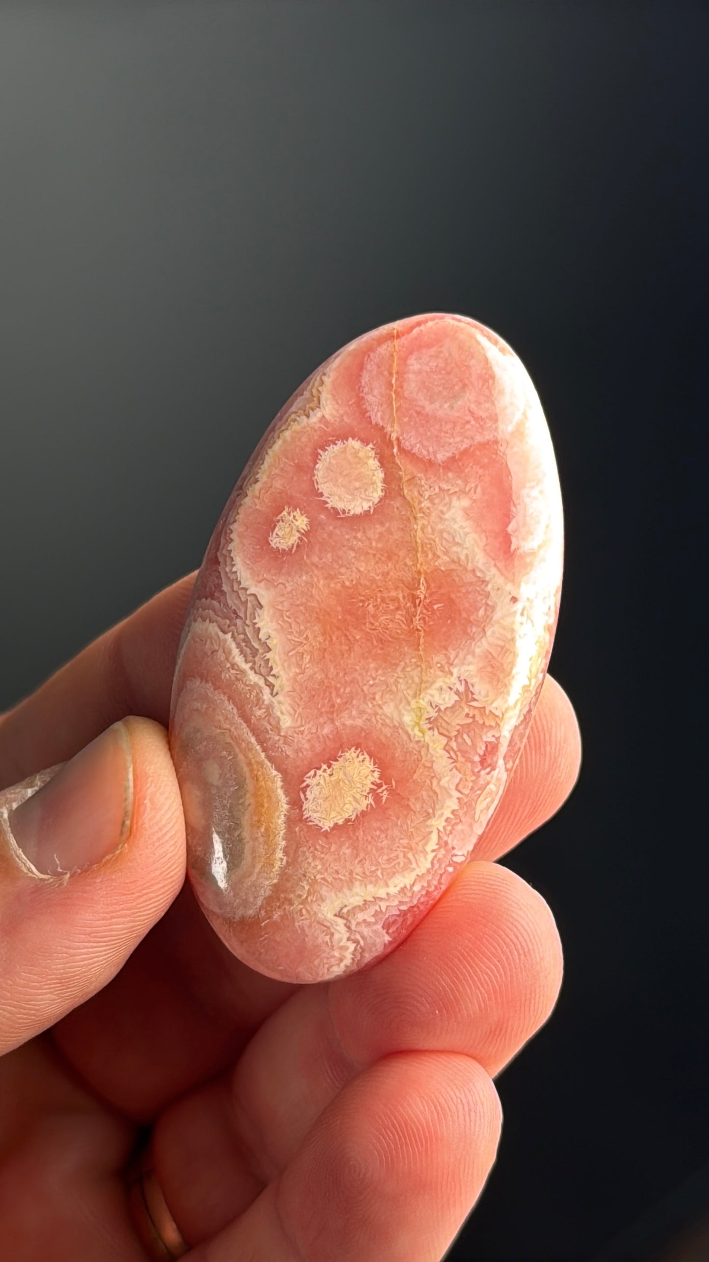 Pink Rhodochrosite Crystal Palm Stone Lot