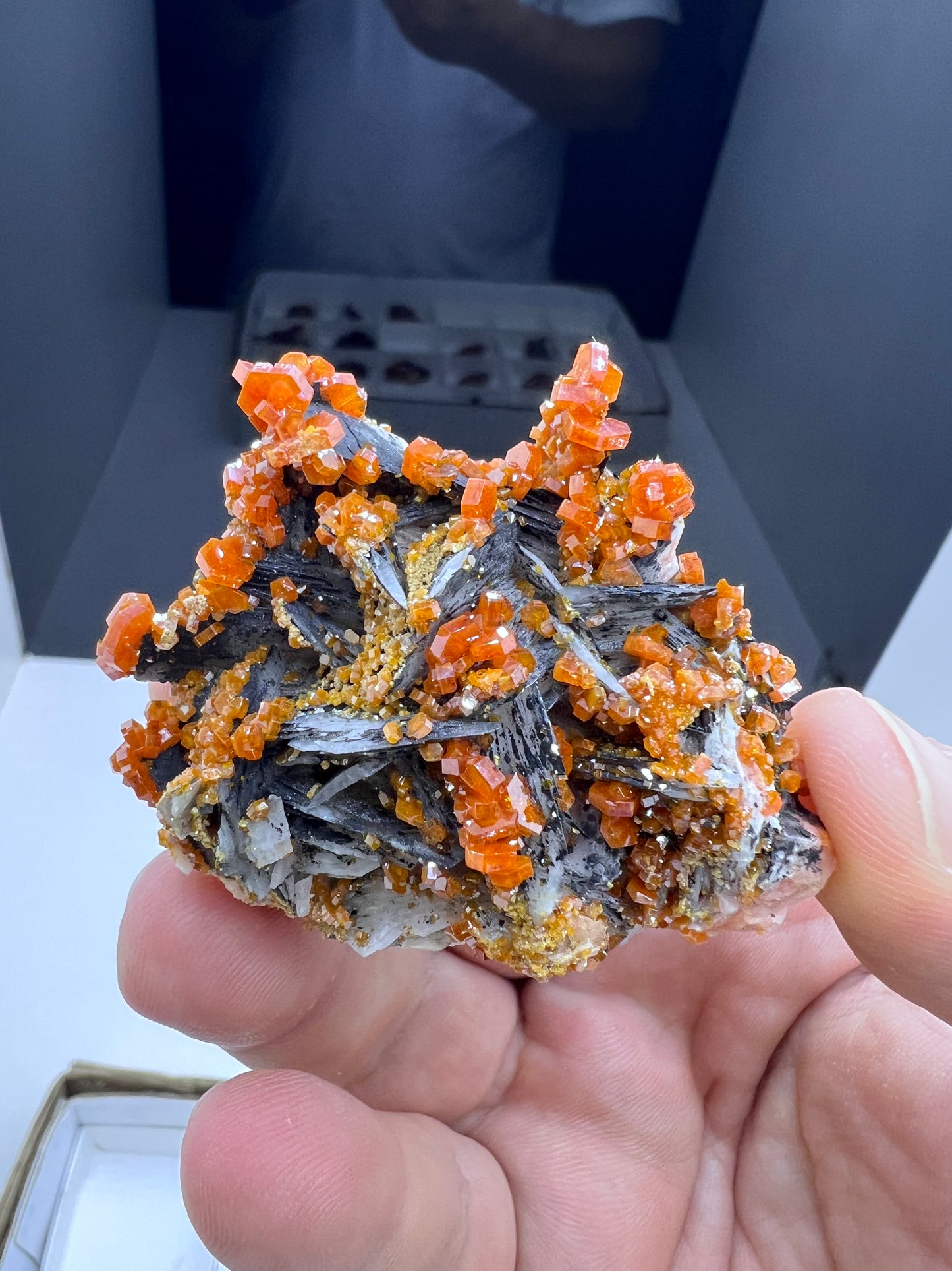 Black Barite With Red Vanadinite Crystal Specimen Lot