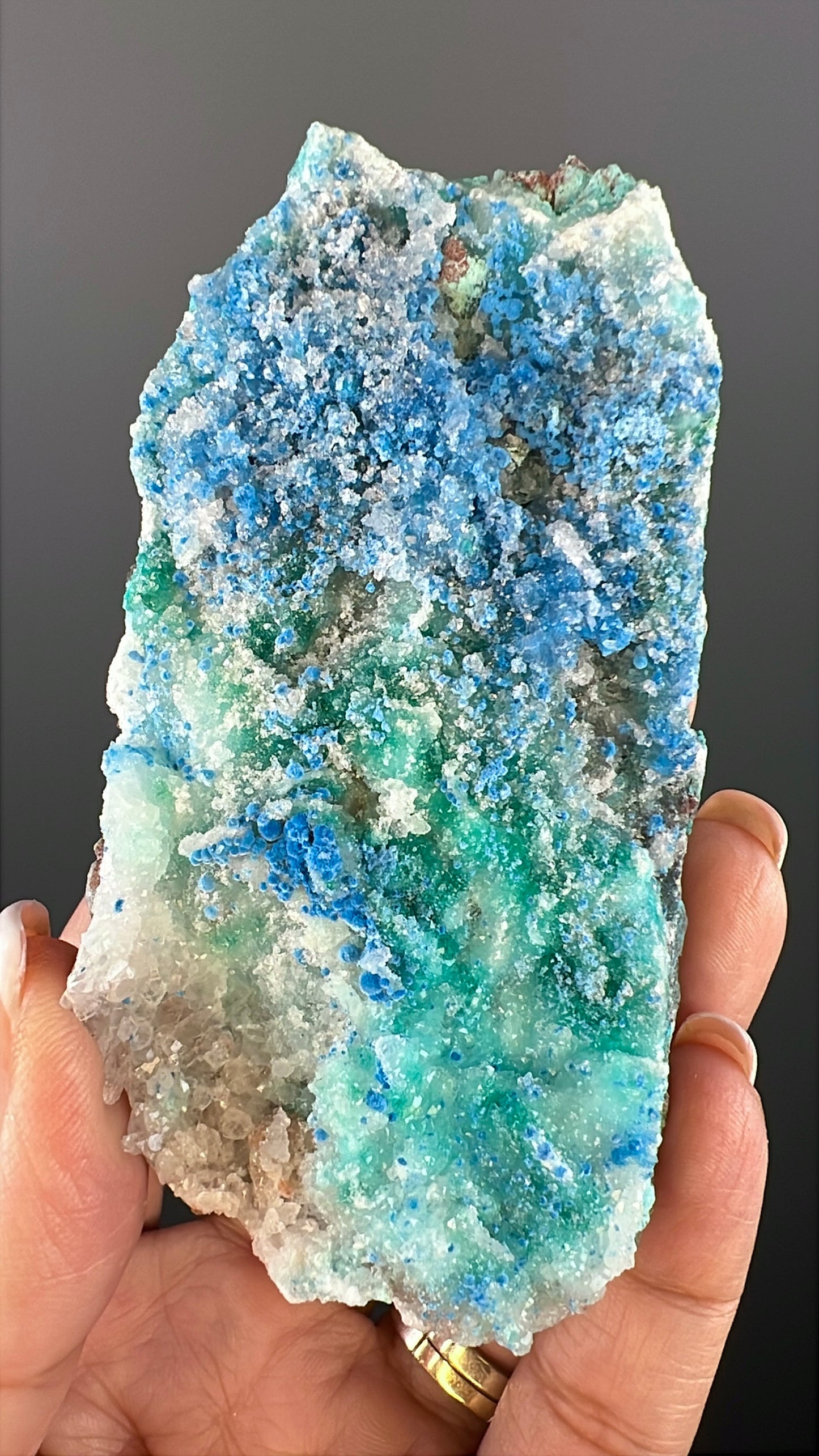 Druzy  Blue Shattuckite with Quartz Crystal Specimen