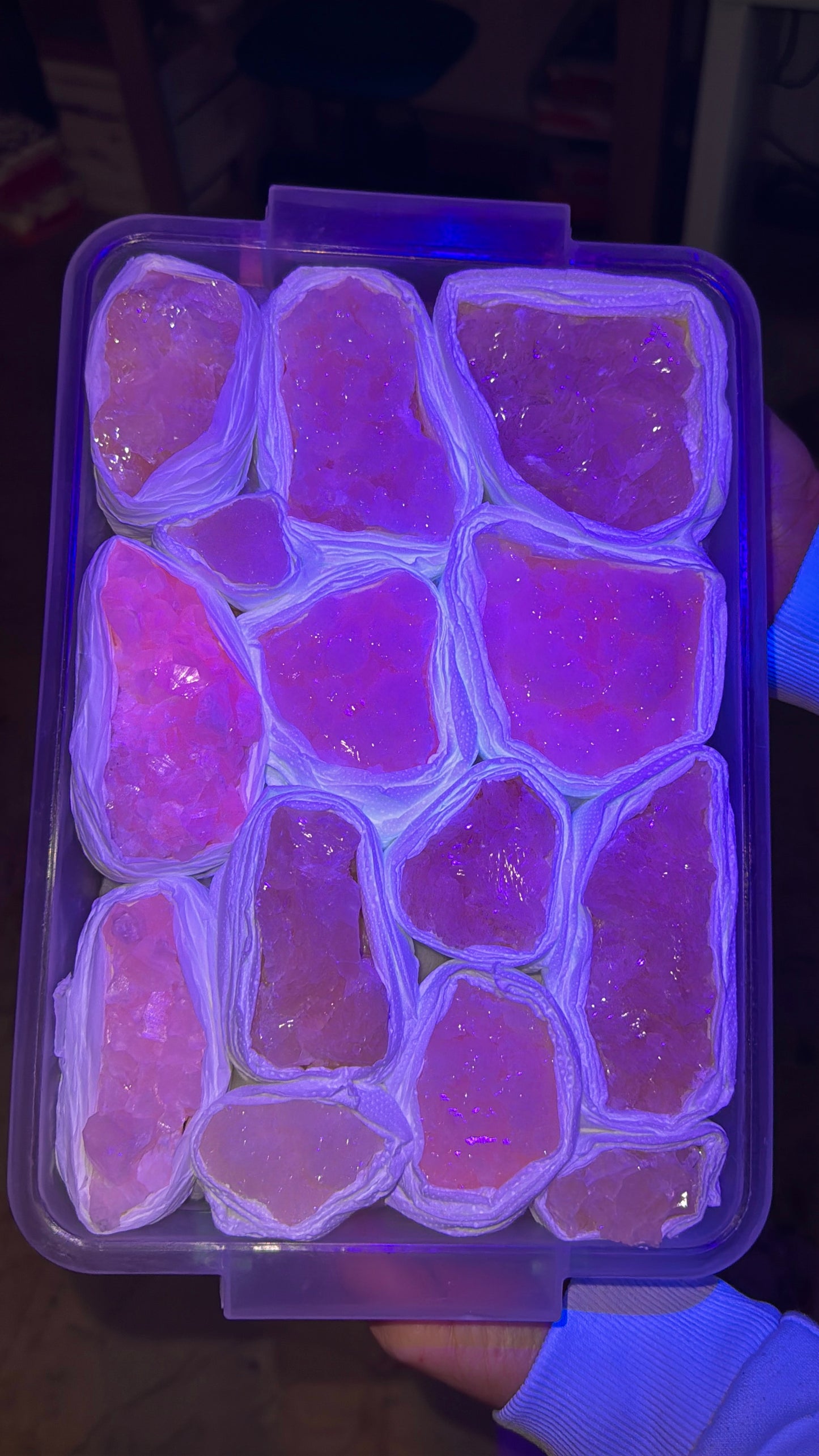 UV Pink Mangano Calcite Crystal Lot