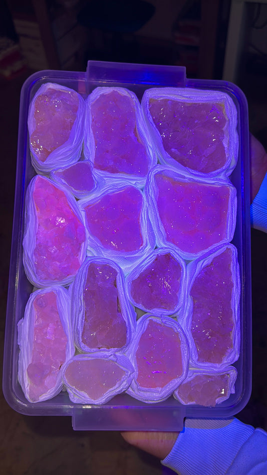 UV Pink Mangano Calcite Crystal Lot