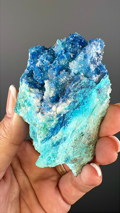 Druzy  Blue Shattuckite with Quartz Crystal Specimen