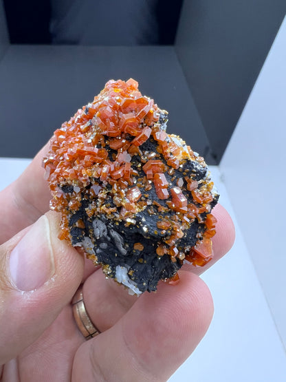 Black Barite With Red Vanadinite Crystal Lot