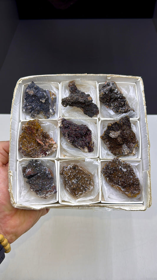 Combination of Quartz, Manganese Oxide, Red Hematite, Limonite and Calcite Mineral Specimen Lot