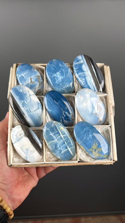 Owyhee Blue Opal Crystal Palm Stone Lot