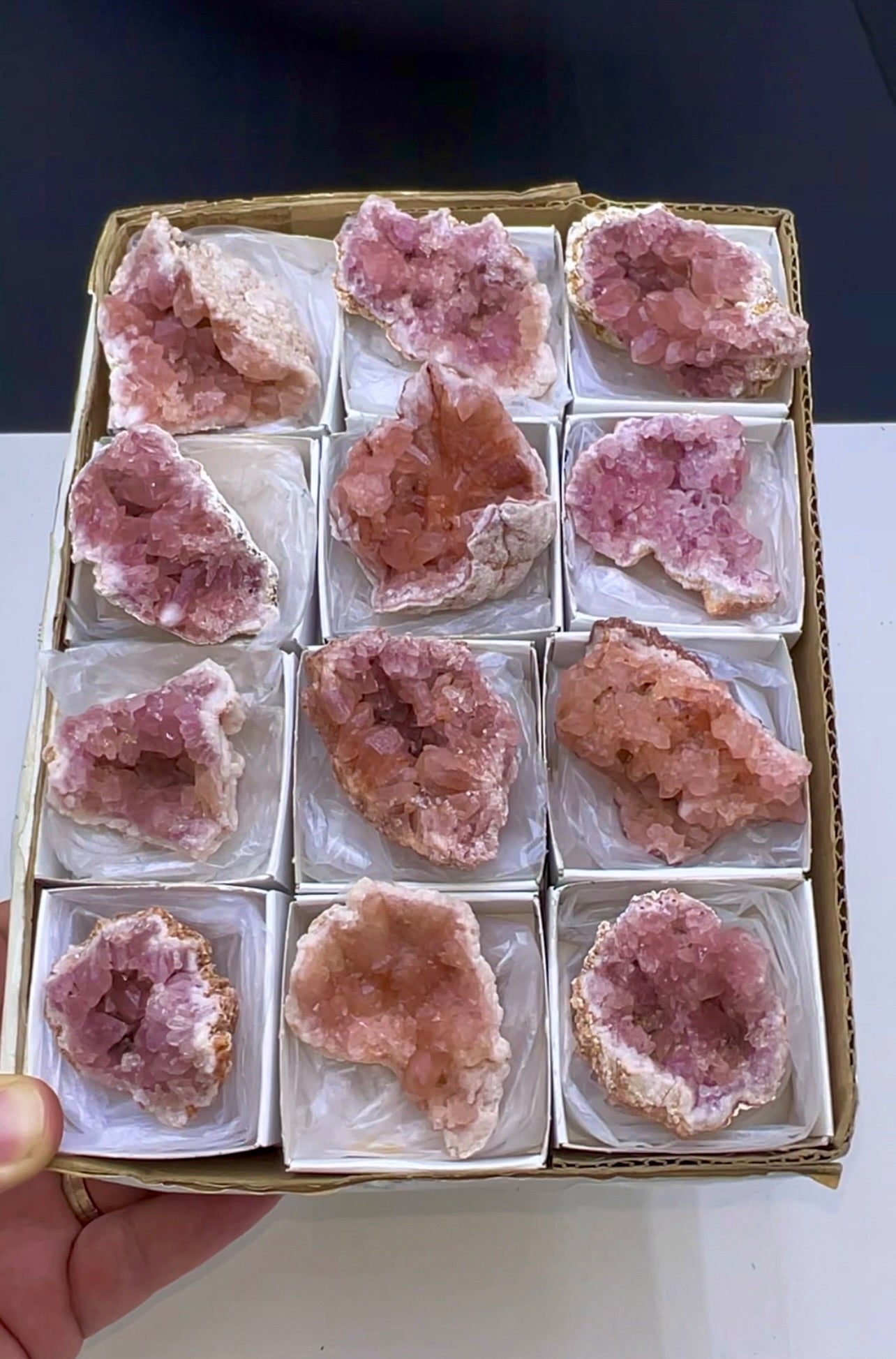 Pink Amethyst Crystal Specimen Lot - 12 Pieces