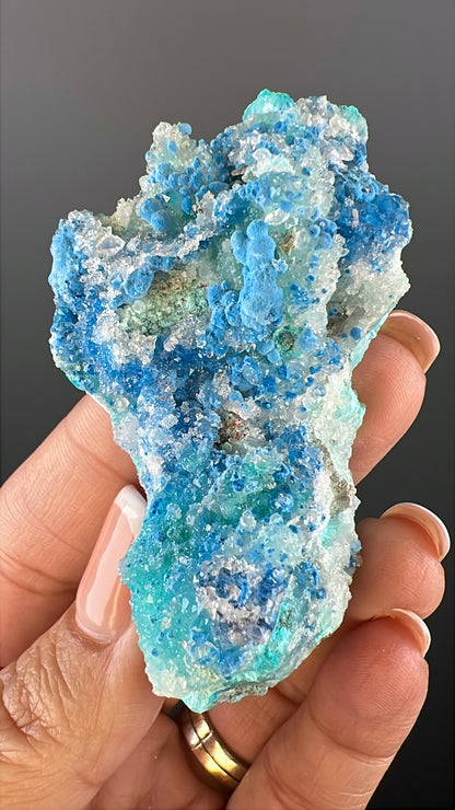 Druzy Blue Shattuckite with Quartz Crystal Specimen